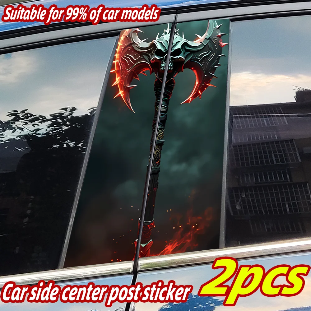 

Axe Skull Car Stickers Auto B Pillar Waterproof Sunscreen Decoration Cover Scratches Car Door Pillar Vinyl Decals Accessories
