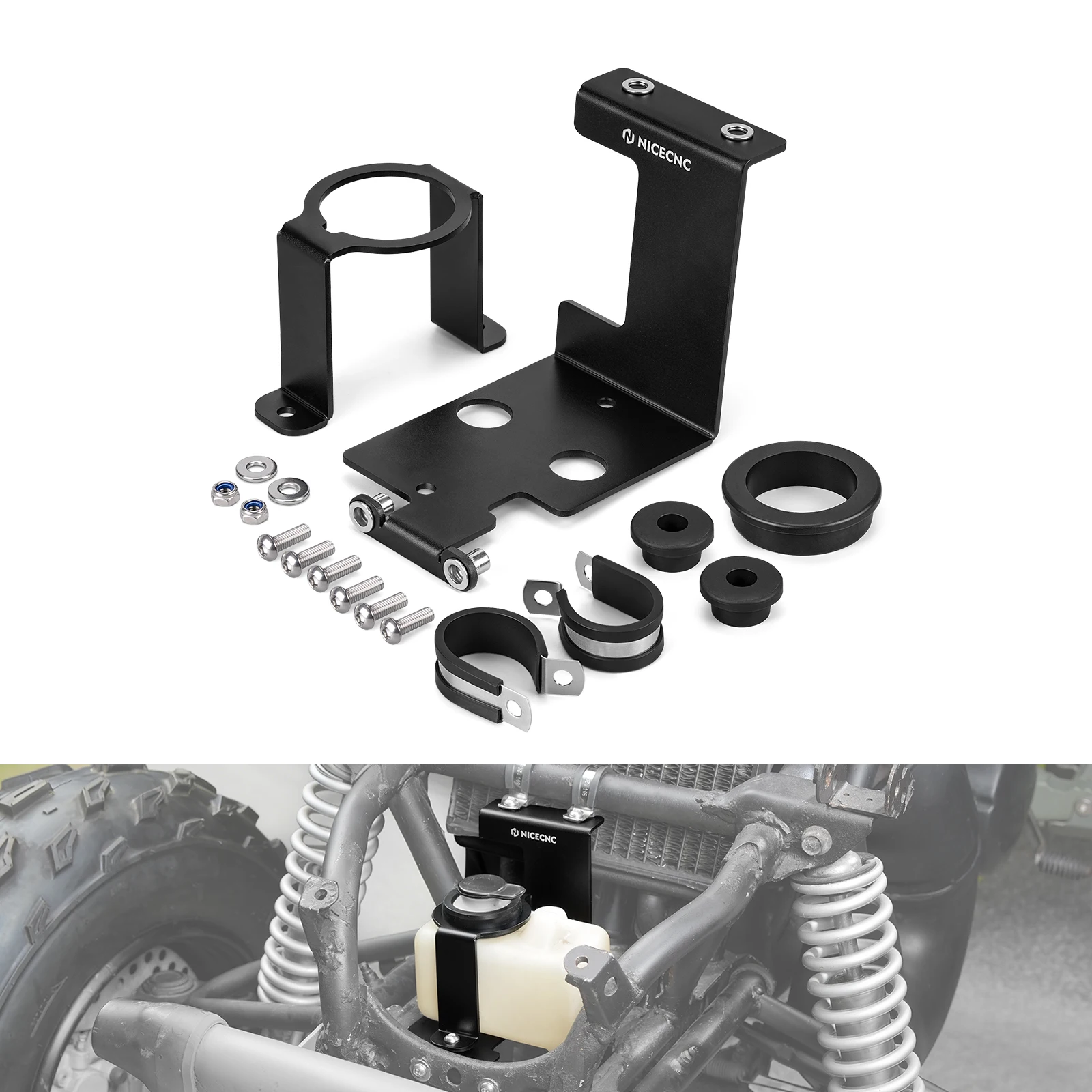 

Кронштейн для переноски бачка охлаждающей жидкости, переднее крепление, полный монтажный комплект для Yamaha Banshee 350 YFZ350 1987-2006, алюминий