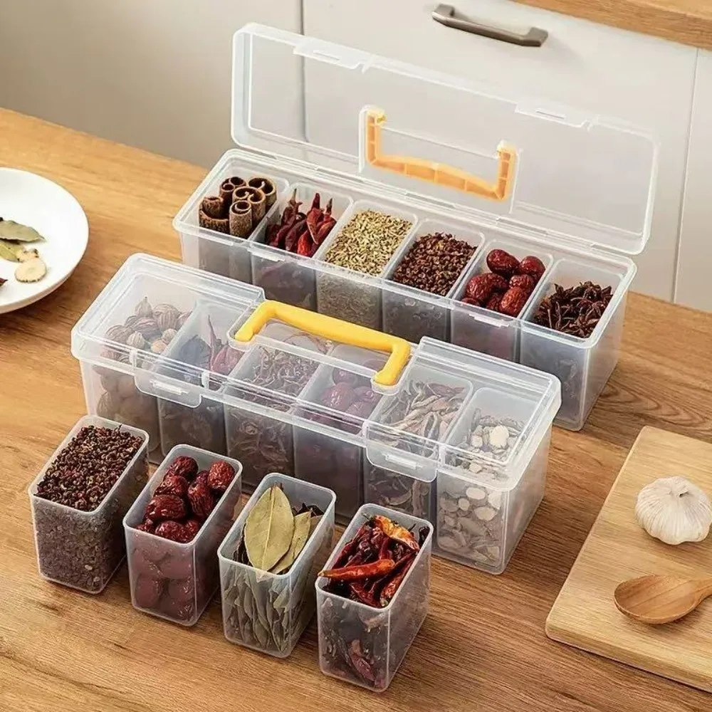 Plastic Tool Storage Box Transparent with 6 Storage Case Hardware Toolbox Multi-Compartment Classification