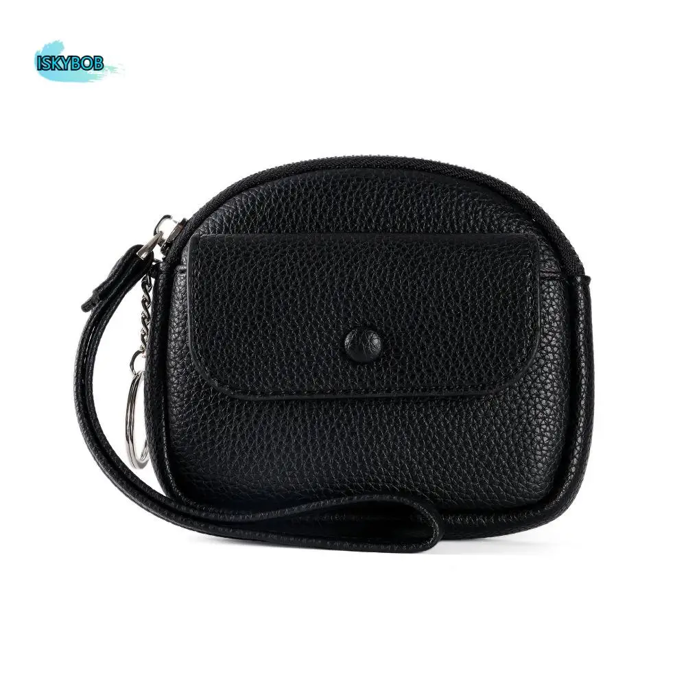 

with Wrist Lanyard Handheld Wallet Korean Style Solid Color Zipper Coin Purse Earphone Pouch Clutch Small Item Bag Men