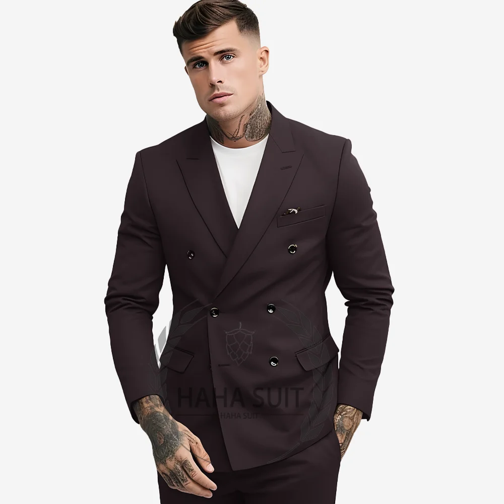 Men's Suit  2-Piece Tailored Clothing Fashion Men's Wedding Groom Suits Best Man Dinner Engagement Tuxedo