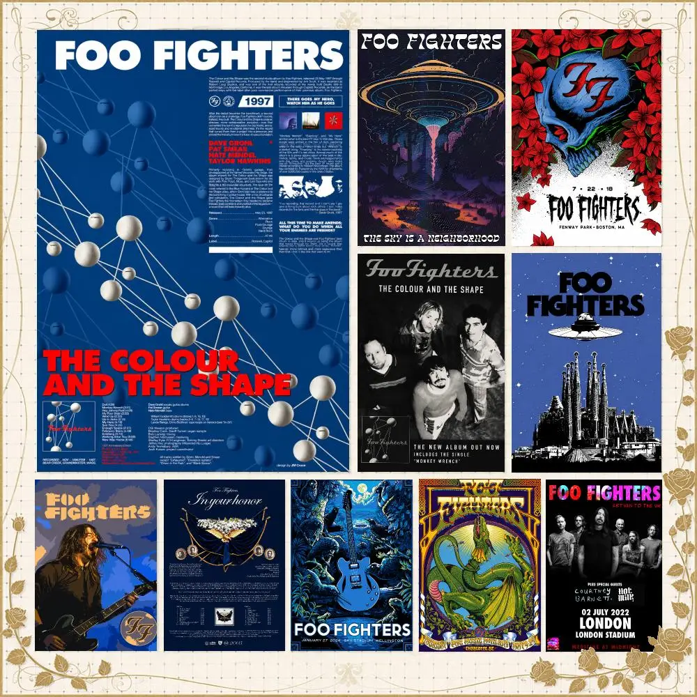 Band F-Foo Fighters Alternative Rock Poster Wandkunst Schlafzimmer Wohnzimmer Studentenwohnheim Bar Café Fitnessstudio Studio Heimdekoration Geschenke