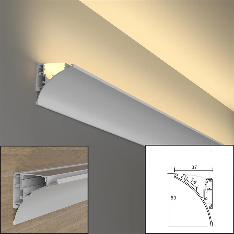 

Embedded Aluminum Linear Profile 49x37mm LED Light Strip Extrusion PC Diffuser Cover For Home Decor Ceiling Cabinet Linear Lamp