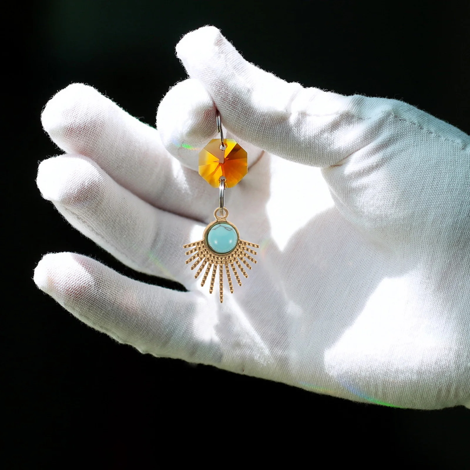 

4pcs Stone Inlaid Sun Pendants Diy Charms Metal Pendant Connector For Necklace Bracelet Earrings Scrapbooking Hairpin Compact