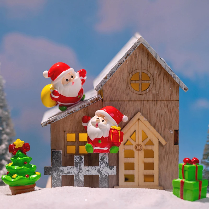 Mini adorno de muñeco de nieve de Papá Noel de Navidad de resina, micropaisaje, adornos navideños, decoración de parque de escritorio para el hogar, 1 ud.