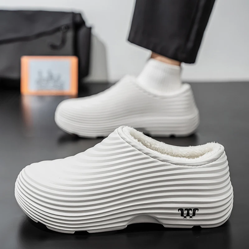 

EVA Winter Slippers For Men Women Warm Fur Lined Waterproof Anti Slip Comfortable Indoor Outdoor Home Cotton Clogs Lightweight