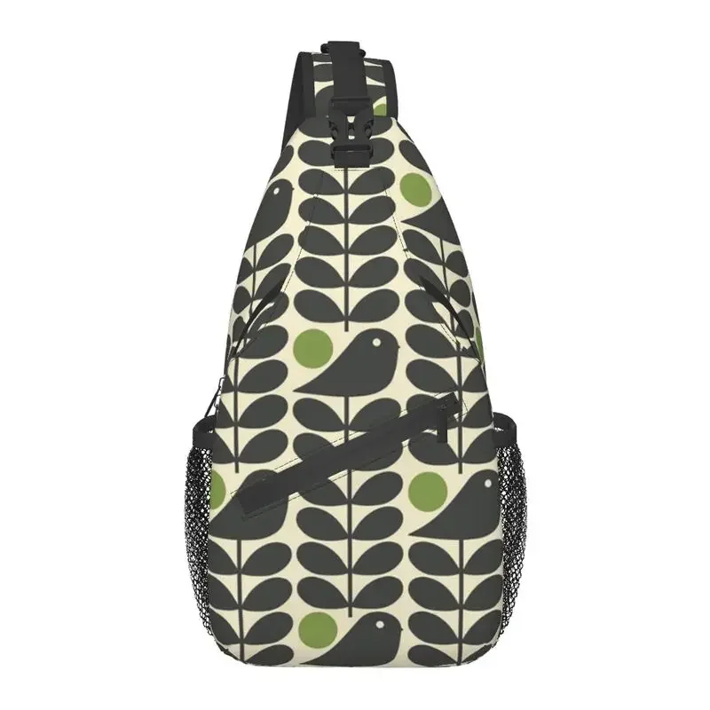 Orla Kiely Birds Sling Crossbody Backpack Men Custom Scandinavian Flowers Chest Shoulder Bag for Traveling Daypack