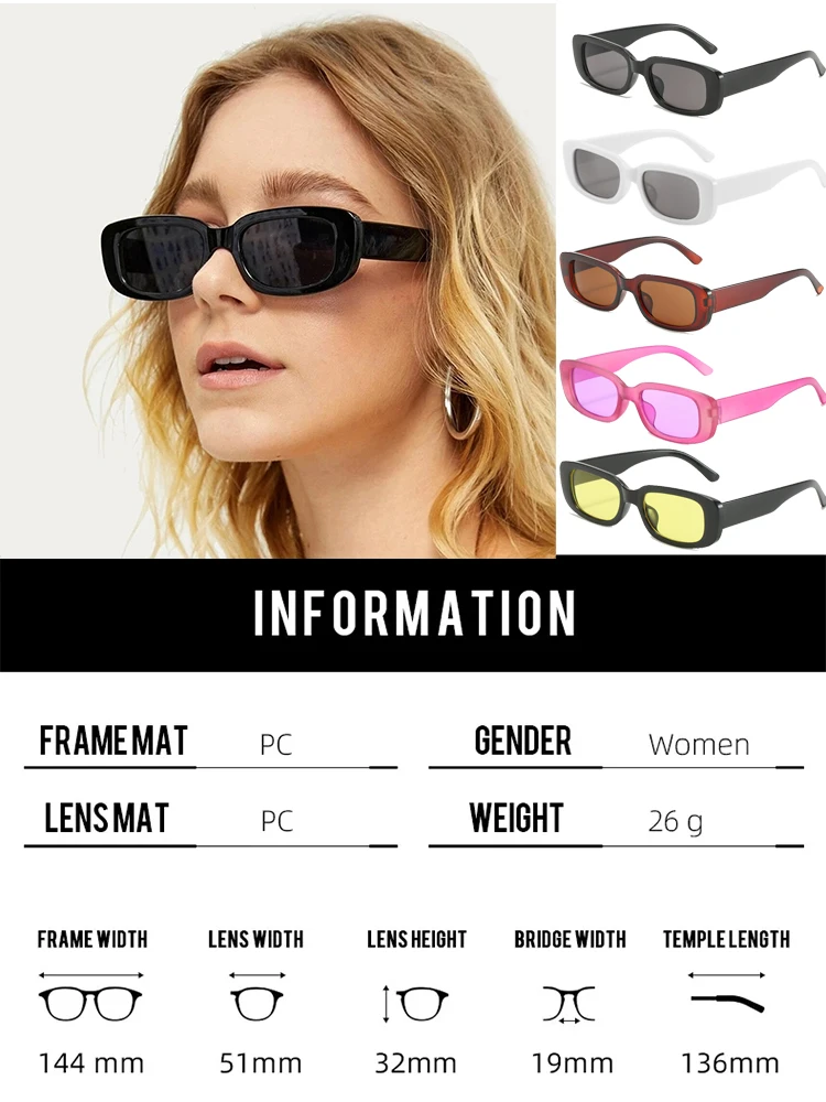 AliExpress NONE Small Rectangle Square Sunglasses Women Luxury Designer Gradient Lens Sun Glasses Unisex Outdoor Shades Oculos De Sol Daily Wear