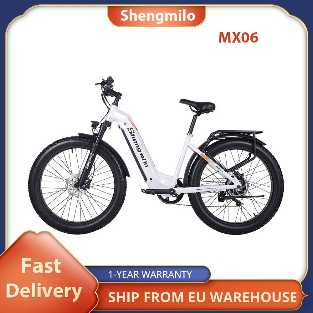 Shengmilo MX06 Electric Bike 48V 500W Bafang Adult Electric Bicycle 17.5AH Battery 26inch Fat Tire Women Urban E-bike 42km/h