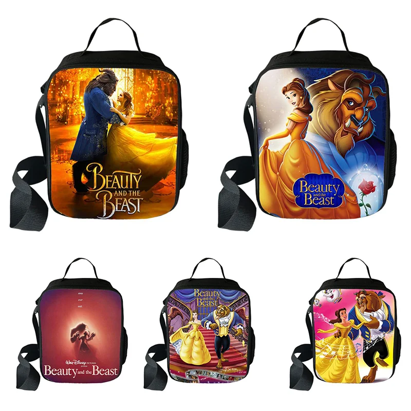 

Hot Beauty and the Beast Lunch Bags For Student Portable Food Handbag Family Picnic Breakfast Box Child Insulated Food Bag