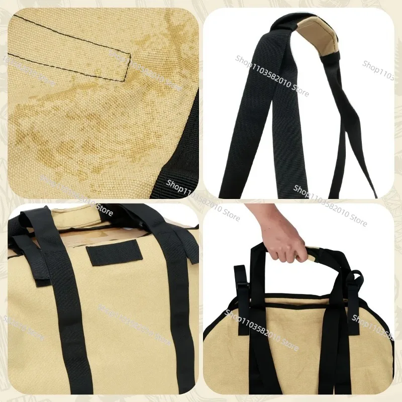 Heavy Duty Waxed Canvas Large Firewood Carrier, Portable Durable Log Holder Storage Bag for Outdoor Camping