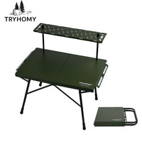 Tryhomy Aluminum Alloy Camping Table  Folding Stable IGT Tactical Table with Adjustable Legs Ultra-light Portable Picnic Table