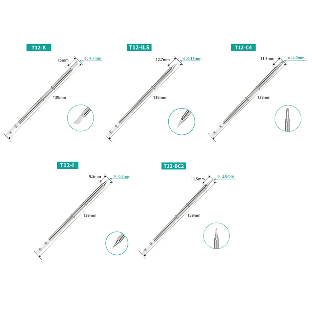 T12 solder elektrik ujung besi T12-ILS T12-K T12-I T12-C4 T12-BC2 untuk Fx951 950 942 Kit solder bangku las alat listrik