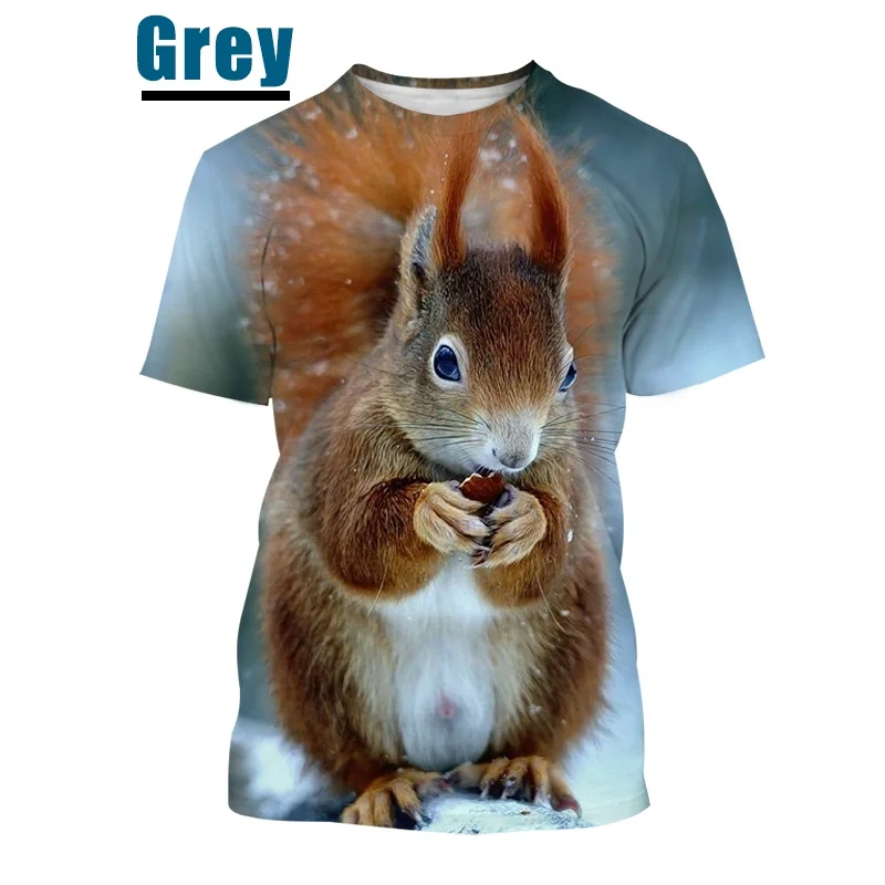 2023 New Trend Animal Squirrel 3D Printing T Shirt Casual Men\'s/Women\'s Cute Squirrel Pattern Short Sleeve Shirt