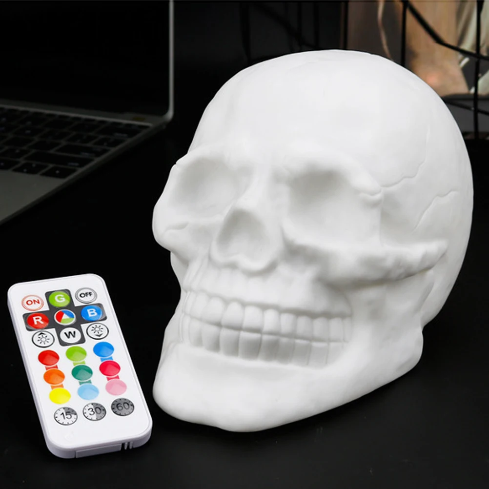 Multicolor Led Skull Night Light For Bedroom Small Decorative Patting Lamp Silicone Touch Warm Lighting Home Office Bar Cafe Use