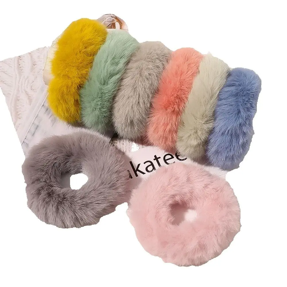 

Women's Plush Scrunchie Soft Fluffy Elastic Hair Ties Winter Colon Scrunchie Ponytail Holder Headwear Accessories for Girls