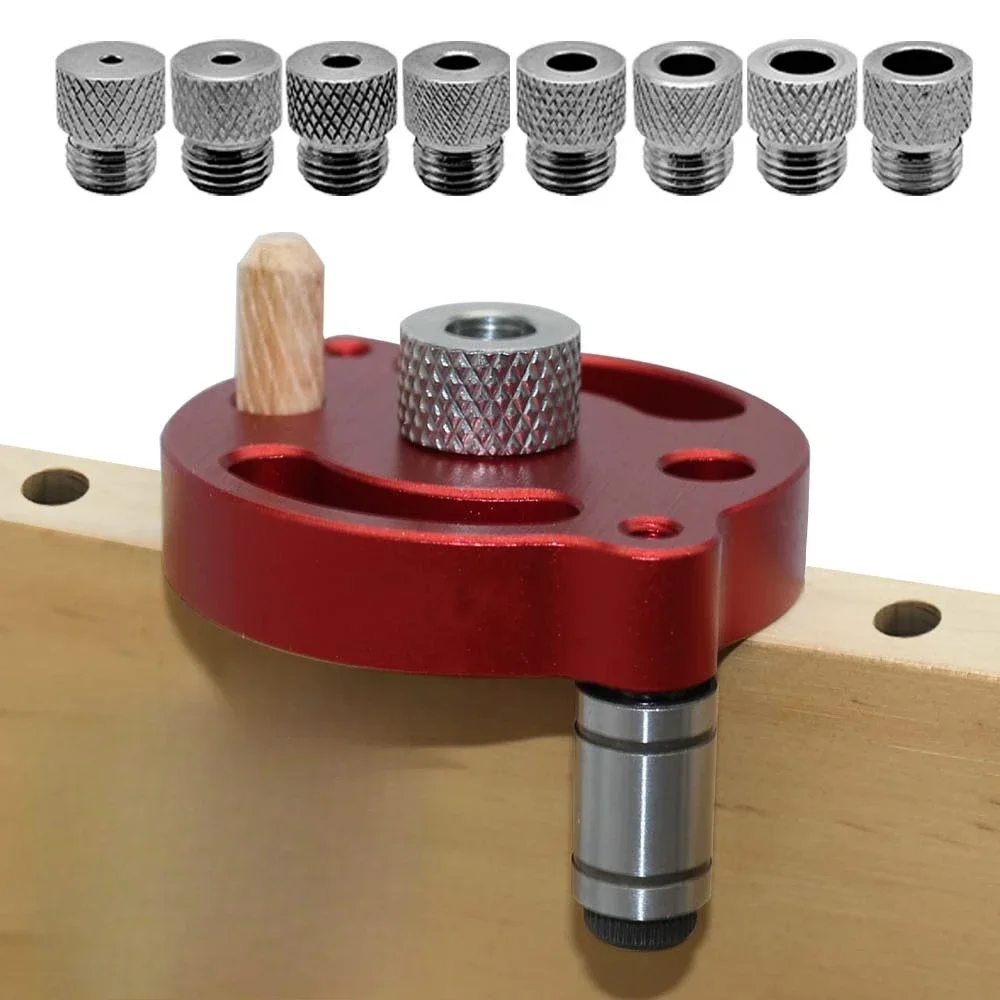 Woodworking Self-Centering Dowel Jig Kit W/ 3-10mm Steel Bushing - Aluminum Vertical Hole Jig Wood Splicing Drill Guide Locator