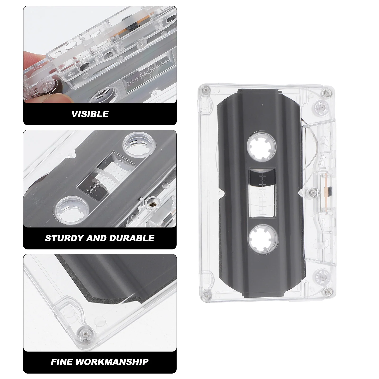 2 Pcs Audio Tape Tapes for Recording Mixtape Recorder Device Decorate Voice Cassettes Plastic Blank Standard Size Office Clear