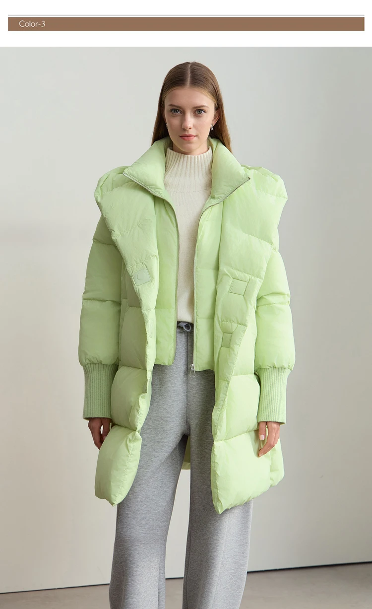 Amii 2026 Winter Warm New Women Down Jacket Cuffs Magnetic Buckle Zipper Hooded Fake Two-piece Thick Loose Long Coats 12444104