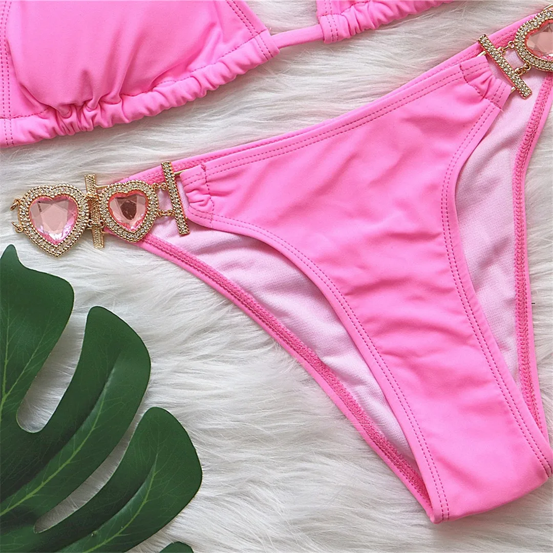 Diamant-Strass-Bikini, Damen-Badeanzug, zweiteiliges Bikini-Set mit Haarband, Badebekleidung, Badeanzug, Modell V3047G – Detail 24
