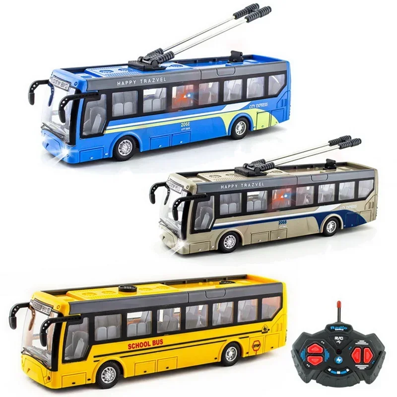 New Children Toy Car Charging Remote Control Car Wireless Remote Control Bus Tourist Sightseeing Bus Boy Toy Gift