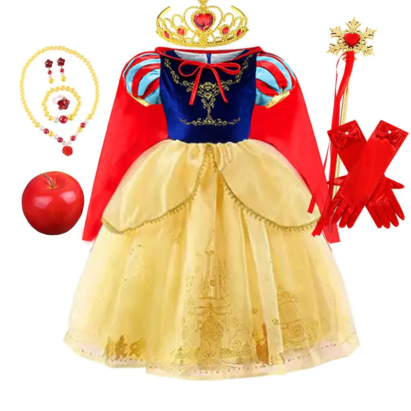 2026 Story Snow White Deluxe Costume Nostalgic Fairy Princess Dress Apple&Witch&Hunter Role Play Purim Apparel Carnival Frock