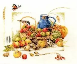 Amishop Top Quality Lovely Cute conted Cross Stitch Kit Lanarte Summer Fruit And Bird Butterfly 34368