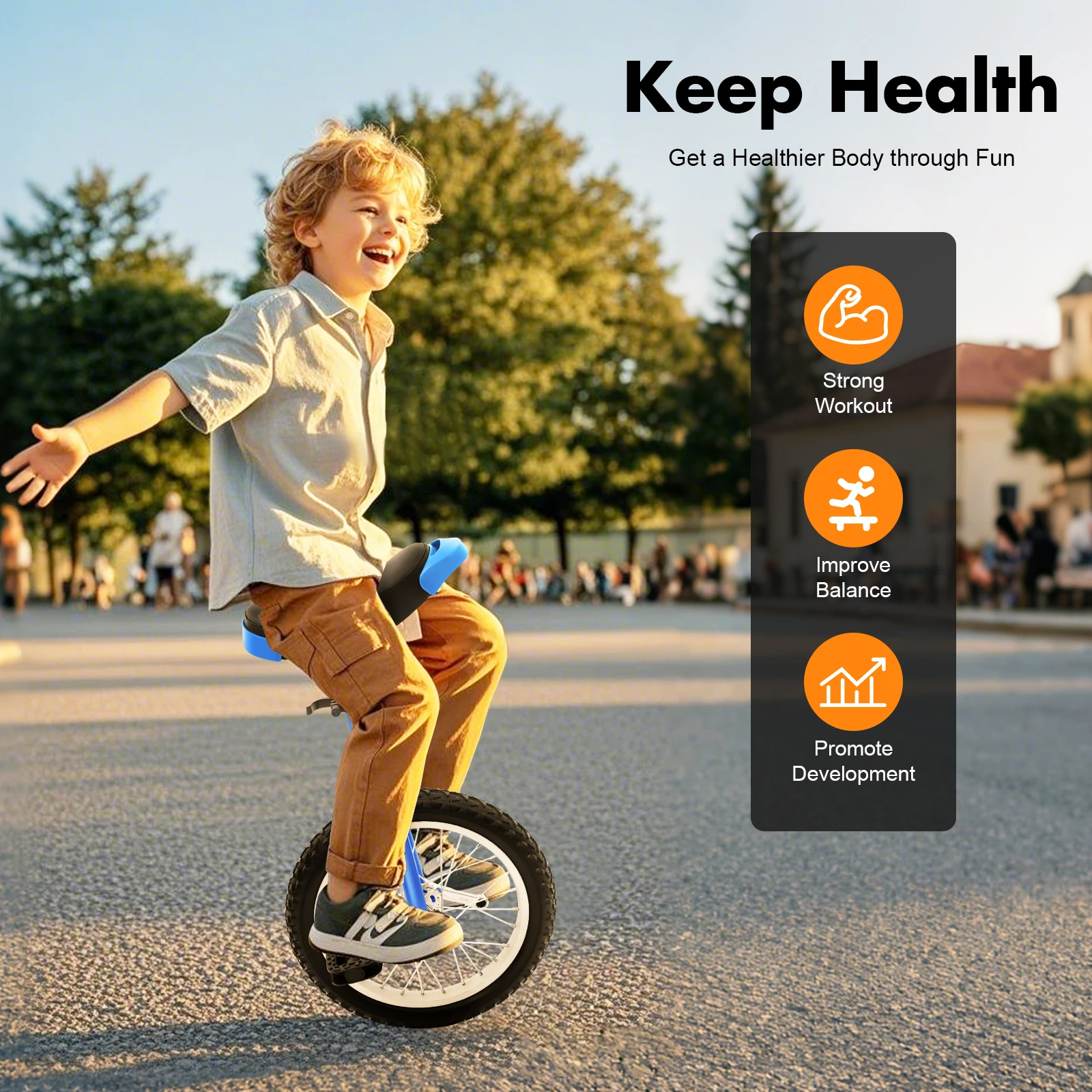 Outdoor Wheel Unicycle, Height Adjustable Unicycle for Children and Adults, Outdoor Sport, One Wheel Bike, Balance Exercise Bike