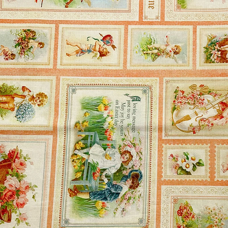 Cotton Digital Printing Fabric Stamp Flowers Floral Printed for DIY Handmade Sewing Clothes by Half Meter