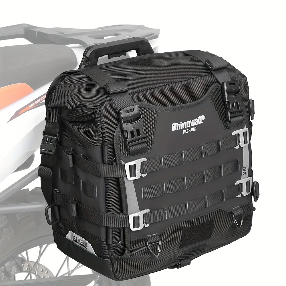 Motorcycle Side Bag Waterproof 35L Quick Release Saddlebag With Support Plate Molle System Anti-Theft For Long Trip