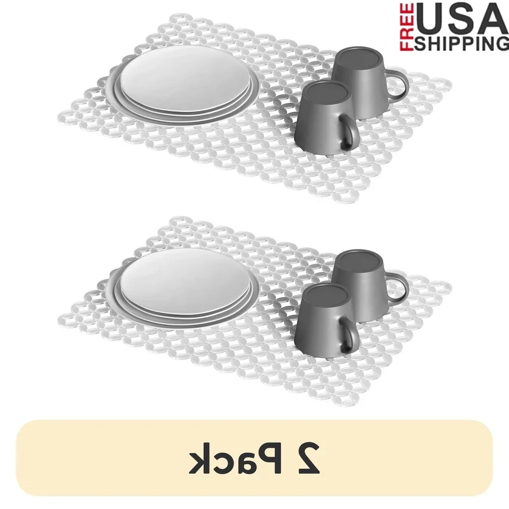 

2-пакетный коврик для кухонной мойки, защитный коврик с геометрическим дизайном, гибкий, прочный, полипропиленовый, амортизирующий, кухонная раковина, защита от царапин