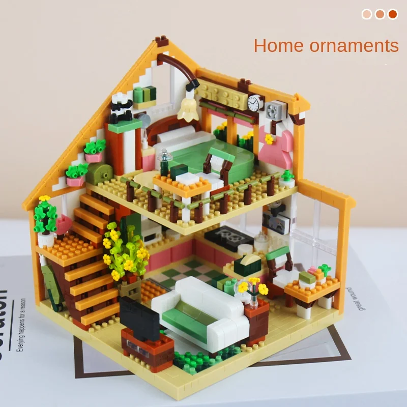 Dream House Model Building Blocks Brinquedos para crianças, Creative DIY Assembly Blocks, Double-Deck House, Colecionáveis, Meninos e Meninas, 1412 PCs