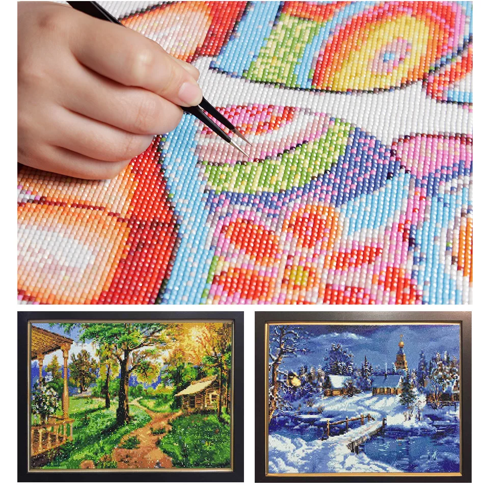 Huacan Cartoon Diamant Malerei komplette Kit Mädchen Wolf volle quadratische runde Mosaik Blume 5d DIY Wohnkultur – Detail 8