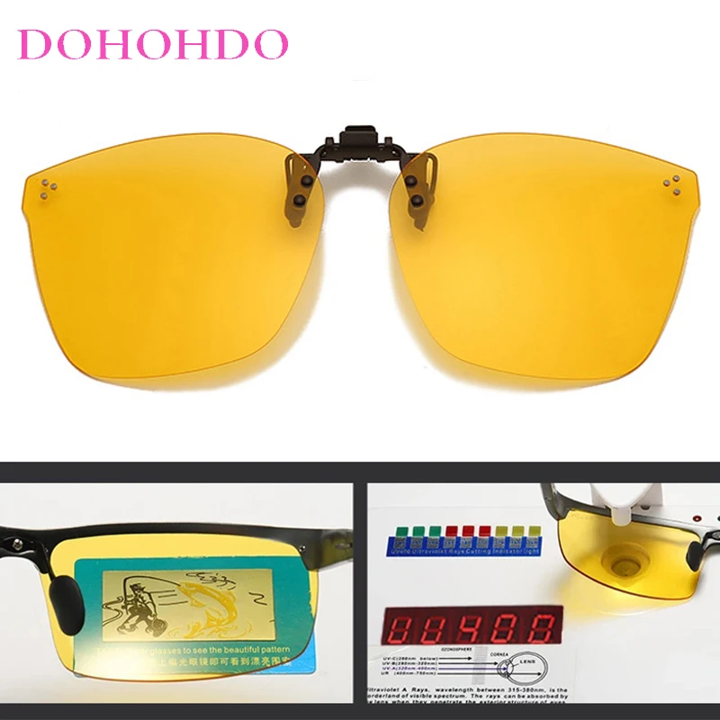 

Vintage Square Polarized Clip-On Sunglass Women UV400 Brand Design Anti-Glare Night Vision Sun Glasses Men Outdoor Drive Goggles