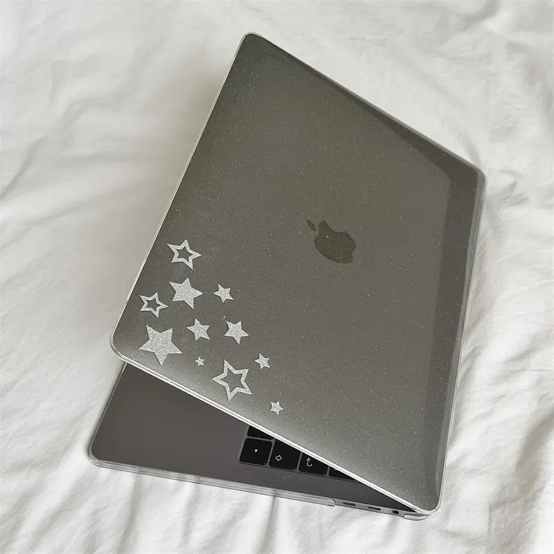 Silver Shimmering Stars Glitter Laptop Case For Macbook Air 13.6 M4 NEO 15 M3 Hard Cover For Mac Book Pro 13 M1M2 14 M4 M5 16