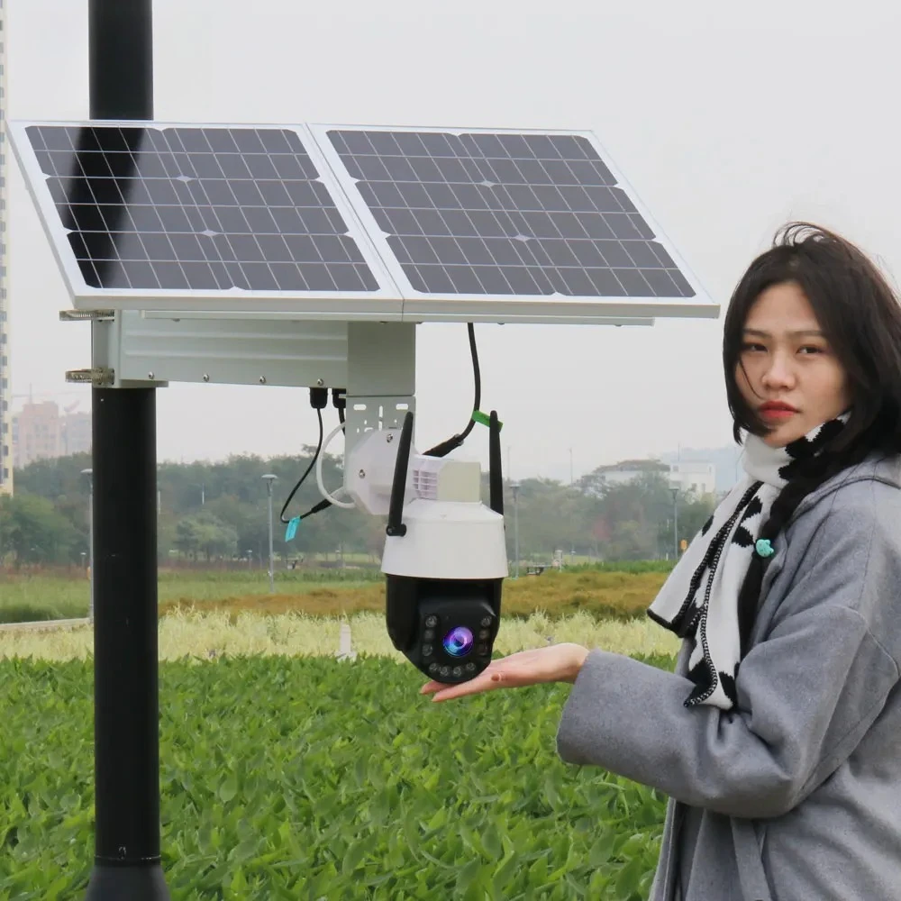 TecDeft ODM Автоматическое отслеживание человека GSM сигнализация 4K 30X WIFI 5MP Открытый аккумулятор на солнечной энергии PTZ Солнечная камера 4g SIM-карта