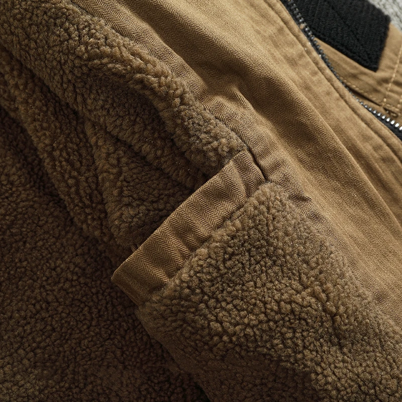 Cargo cotton coat coat imitation lamb velvet warm inside loose men\'s vintage bomber jacket top trend