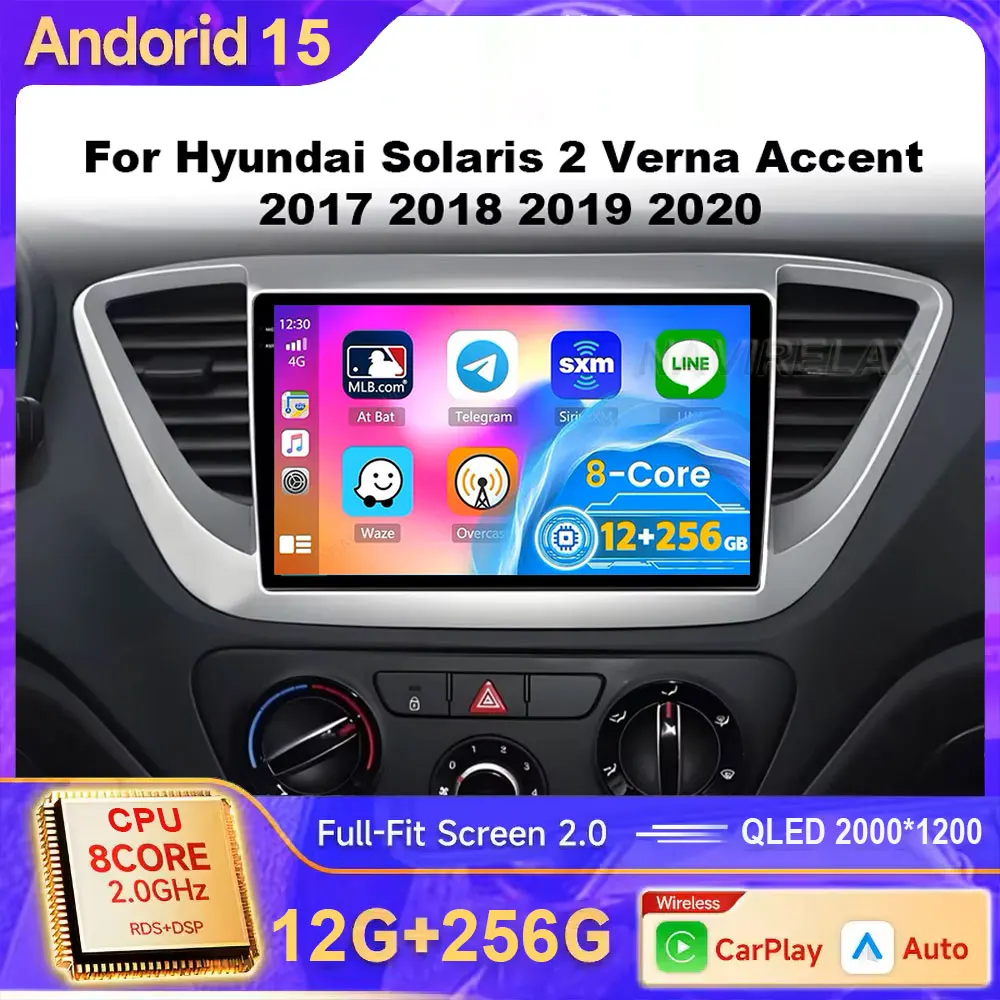 

Для Hyundai Solaris Accent 2 II 2017-2021 Android 15 Автомобильный радиоприемник GPS-навигация Аудио Стерео Видео Мультимедийный плеер Авторадио