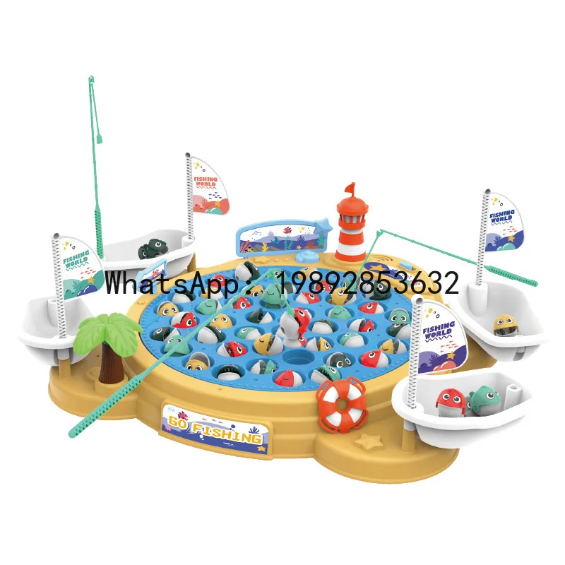 Jouet de pêche magnétique rotatif électrique, grande plaque de pêche rotative interactive Parent-enfant, éducation précoce pour enfants