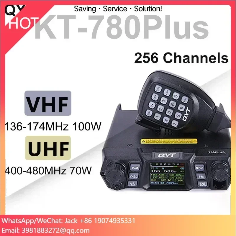 QYT KT-780Plus Mobile Radio Base Single Band VHF Walkie Talkie 100W Car Radio Station KT-780 Plus 2 Way Radio Long Range
