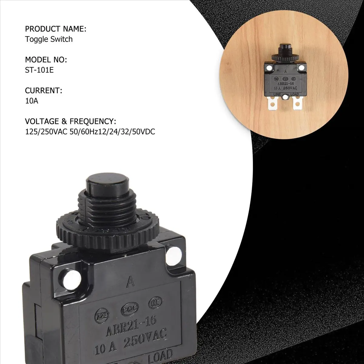 【A01R~】 125/250VAC 50/60Hz 10A 2 Pin Terminals -101E AC DC Toggle Switch