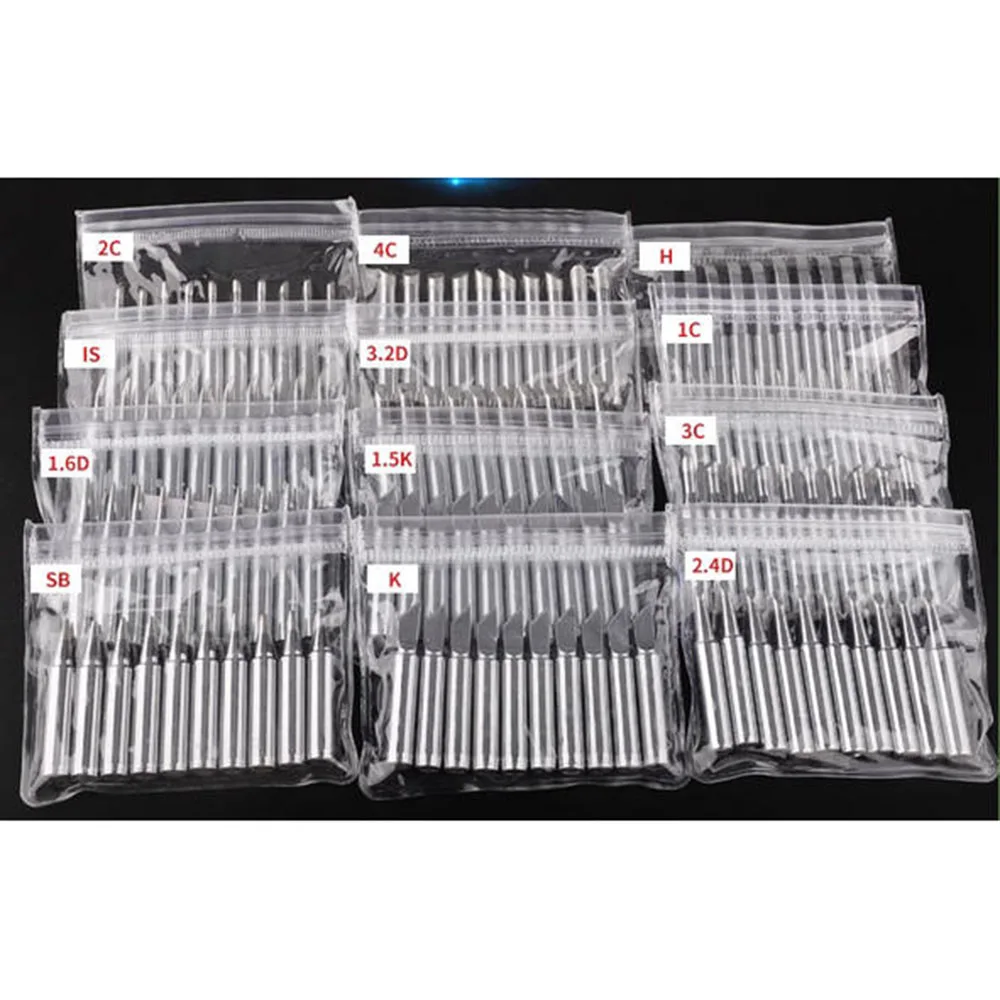10pcs 900M-T Soldering Iron Tips IS/I/B/K/SK/2.4D/3.2D/1C/2C/3C/4C Lead-Free Welding Tips Head Repair Welding Tools