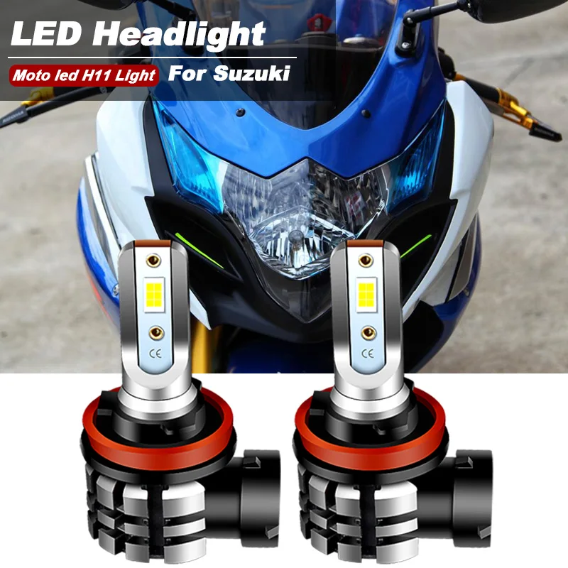 2PCS For Suzuki GSXR1000 2009-2016 K9 Motorcycle H11 H8 LED Headlight Bulbs High Low Beam Lamps 9600lm 6000k White Canbus
