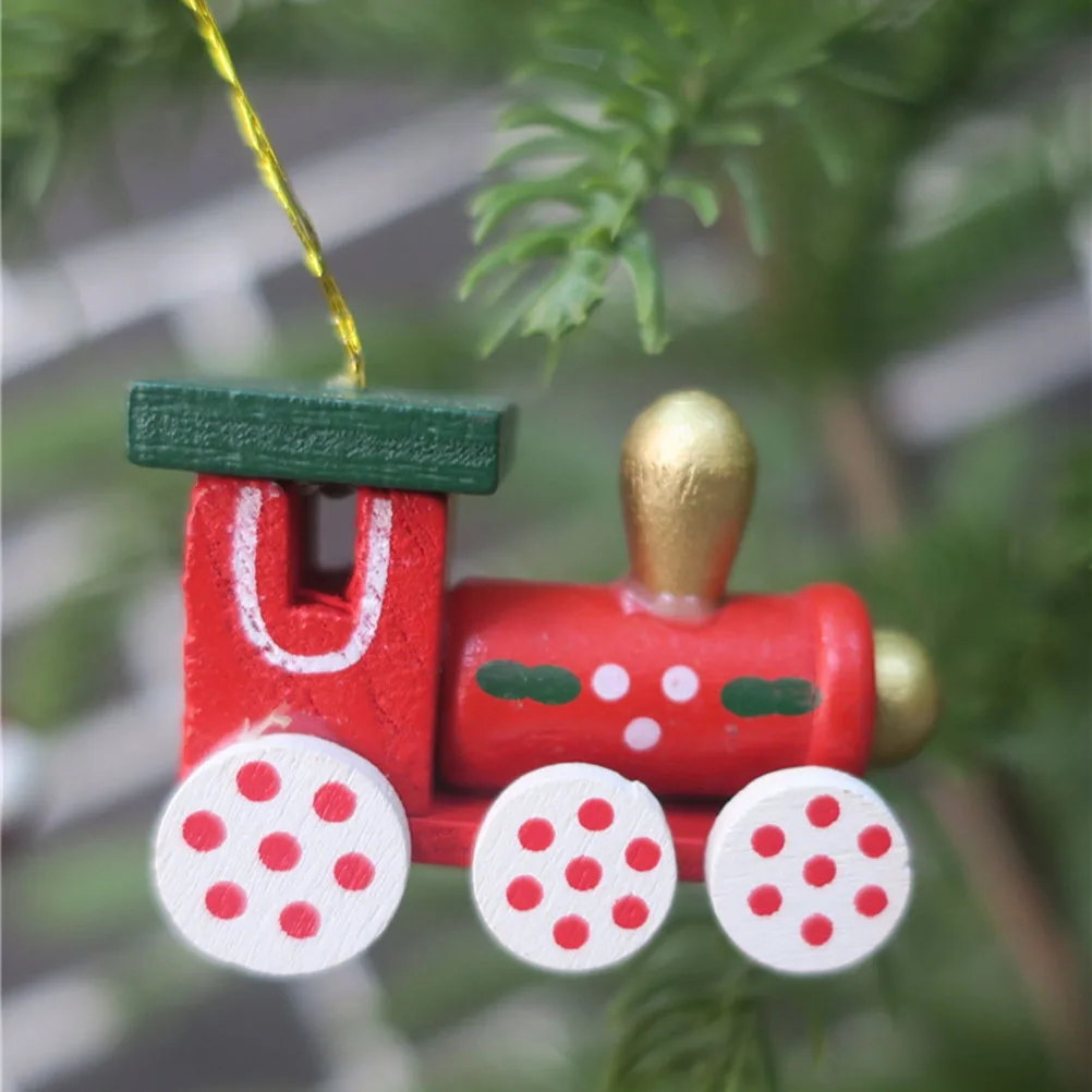

6 Pcs Christmas Tree Hanging Ornaments Christmas Train Ornaments Christmas Decoration Traditional Wooden Train Model