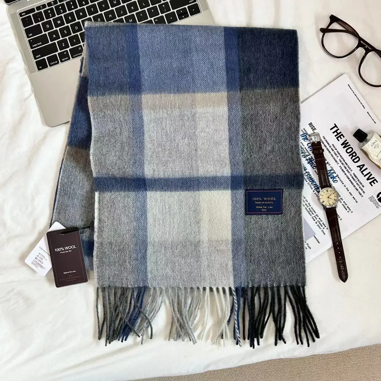 Men Scarf 100% Wool Plaid Warm Soft Muffler Female Winter Autumn Couple Cashmere Windproof Stripe Tassel Shawl Male Thick Scarf