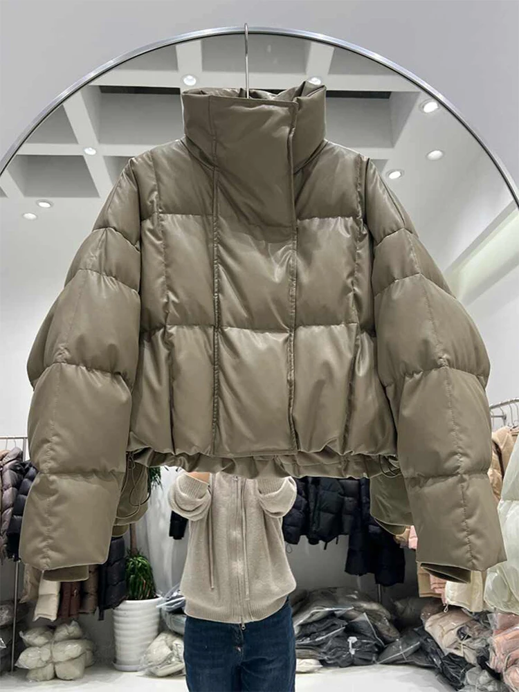 Mulheres marrom escuro parka jaqueta vintage quente manga longa casaco coreano gola alta acolchoada jaqueta inverno outono emo 2000s roupas 2024