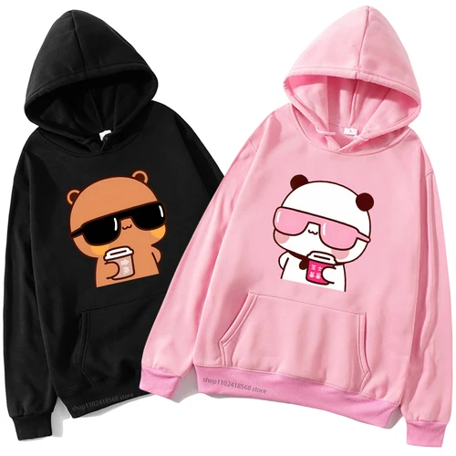 Pareja Sudaderas con capucha Bubu Dudu Sudadera con capucha dibujos animados Kawaii estampado pulóver Harajuku hombres mujeres Sudaderas cálida lana con capucha
