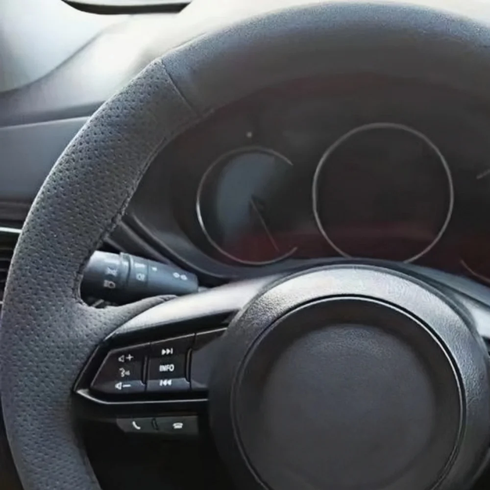 Custom Car Steering Wheel Cover Suede Leather For Mazda 3 Axela 2017 2018 2019 Mazda 6 Atenza 2017-2019 Car Steering Wrap