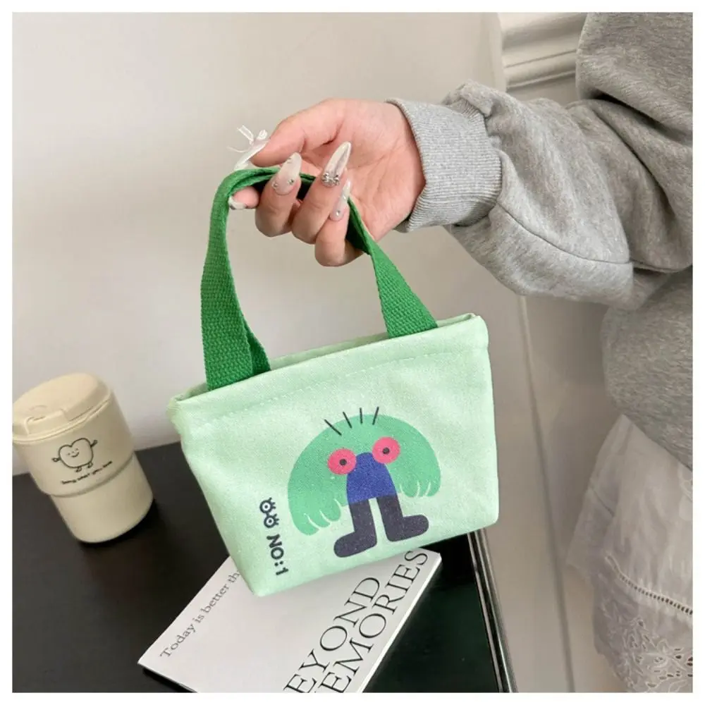 Cartoon Mini Canvas Tas Koreaanse Stijl Hand Snacktas Draagtas Kleine Zakjes Lunchtas