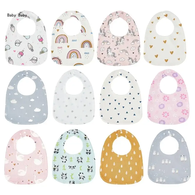 Cartoon Waterproof Baby Bibs Cotton Bandana Feeding Towel for Boys Girls Q81A